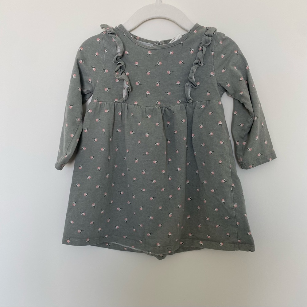 Adorable Sage Long Sleeve Toddler Dress with Ruffles